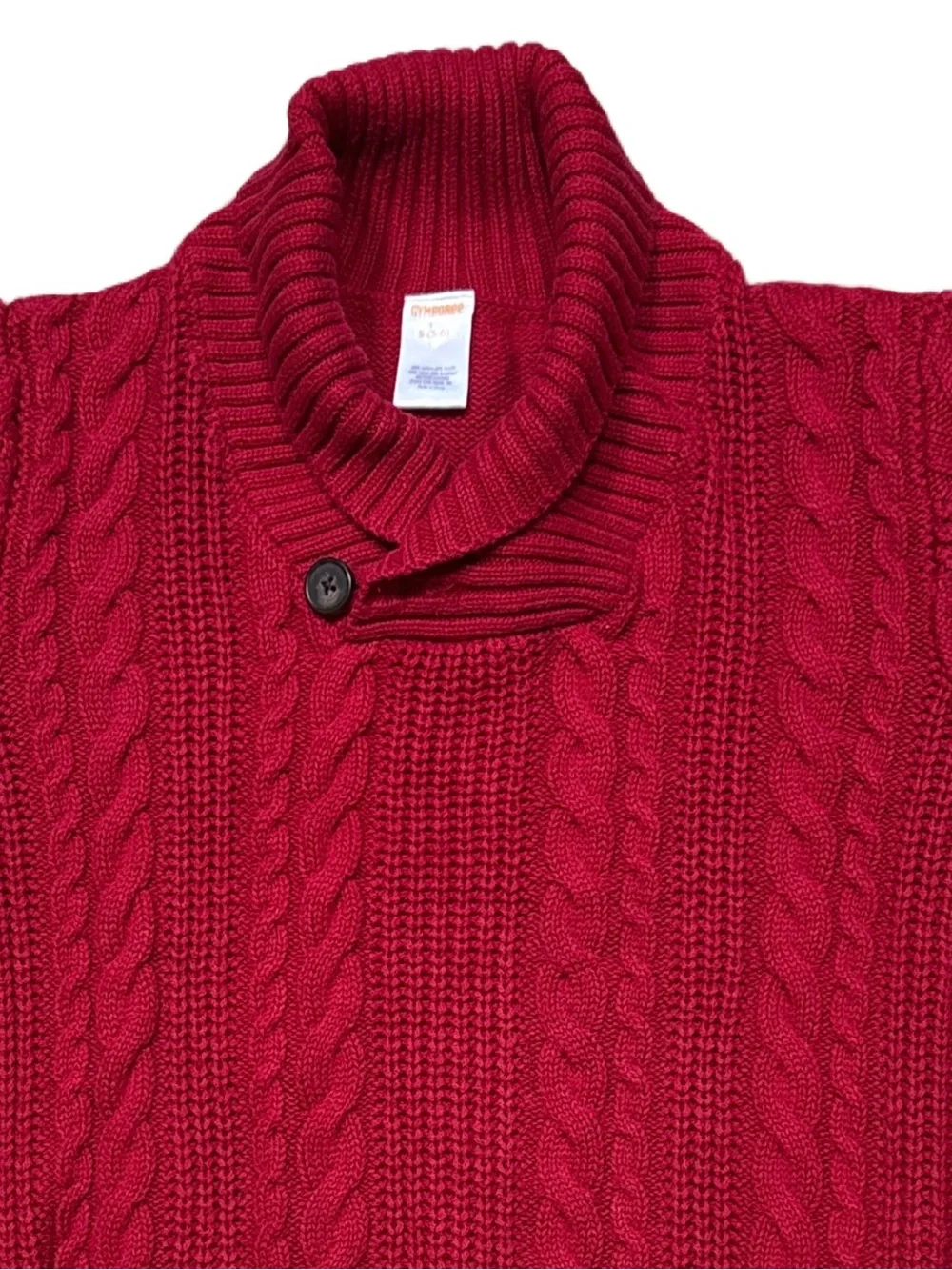 Gymboree Boys Red Cable Knit Shawl Collar Pullover Sweater Size 5/6 Small